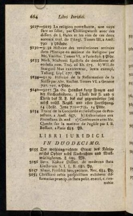 664-671, Libri Iuridici. In Duodecimo.