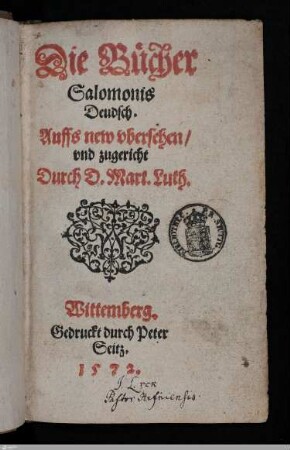 Die Bücher Salomonis Deudsch