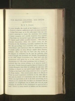 The British Colonies. The Sugar Question.