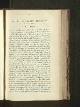 The British Colonies. The Sugar Question.