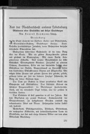Aus der Nachbarschaft unserer Lobedaburg