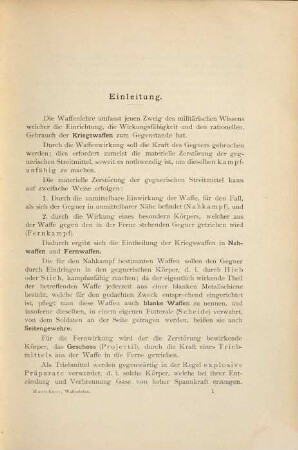 Lehrbuch der Waffenlehre : zum Selbststudium für Offiziere aller Waffen, 1. Allgemeine Waffenlehre