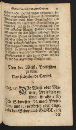 Von der Weiß, Profeßion zu thun. Das sechzehende Capitel.
