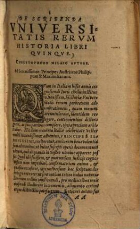 De scribenda universitatis rerum historia : libri quinque