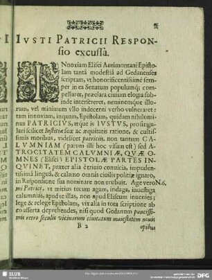 Justi Patricii Responsio excussa