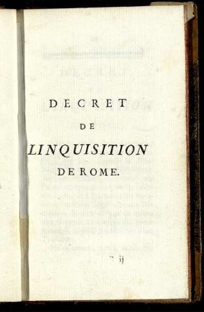 Decret De L'Inquisition De Rome.