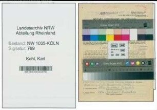 Entnazifizierung Karl Kohl , geb. 16.09.1906 (Kaufmaennischer Angestellter)