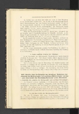 a. Redaktion der "Annalen der Hydrographie und maritimen Meteorologie".