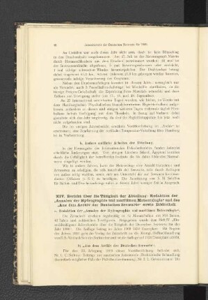 a. Redaktion der "Annalen der Hydrographie und maritimen Meteorologie".