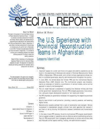 The U.S. experience with provincial reconstruction teams in Afghanistan: lessons identified
