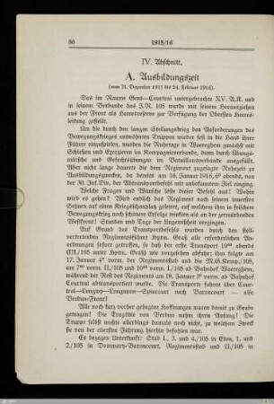 IV. A. Ausbildungszeit