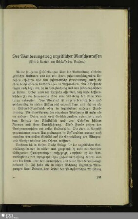 Der Wanderungsweg urzeitlicher Menschenrassen
