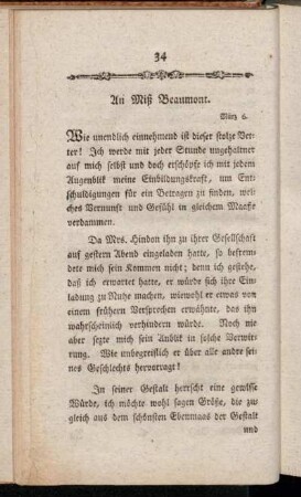 An Miß Beaumont. März 6.