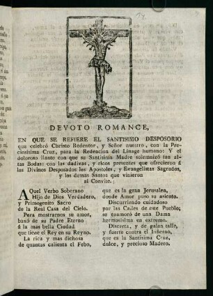 Devoto Romance, En Que Se Refiere El Santisimo Desposorio que celebró Christo Redentor ...