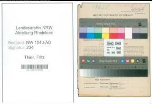 Entnazifizierung Fritz Thier , geb. 12.06.1892 (Verwaltungsangestellter)