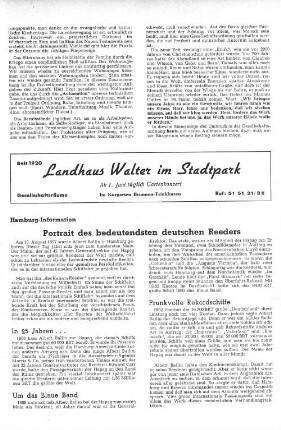 Hamburg-Information: Portrait des bedeutendsten deutschen Reeders