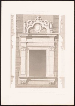 Hôtel d´Aussargues, Toulouse: Ansicht Fenster, Fassadenschnitte vertikal (aus: Motifs historiques d´architecture et de sculpture d´ornement, hrsg.v. César Daly, Bd.1, 1870)