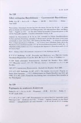 Aa 138. Liber ordinarius Bursfeldensis, Caeremoniale Bursfeldense