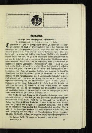 Charakter : (Analyse eines pädagogischen Schlagwortes)