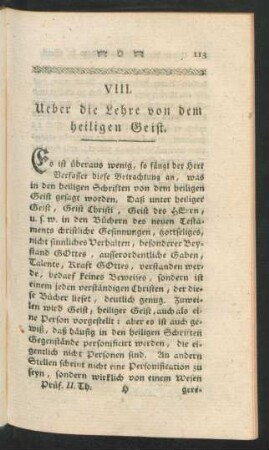 VIII. Ueber die Lehre von dem heiligen Geist