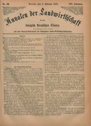 No. 11. Berlin, den 5. Februar 1873. XIII. Jahrgang.