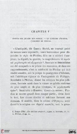 Chapitre V: Opinion des anciens sur Phidias.– Le concours d’Éphèse. L’amazone de Phidias