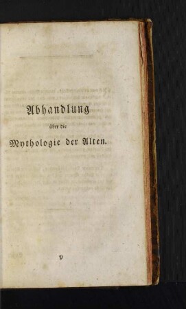 Abhandlung über die Mythologie der Alten.