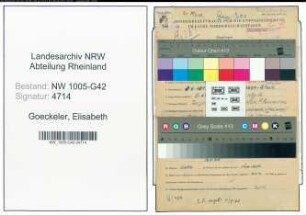 Entnazifizierung Elisabeth Goeckeler , geb. 08.06.1899 ()
