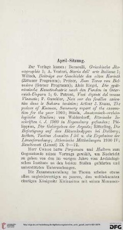 April - Sitzung