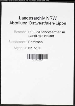 Sterberegister Standesamt Pömbsen