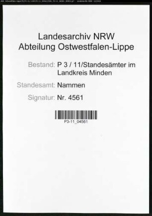 Sterberegister Standesamt Nammen