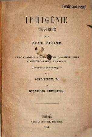 Iphigénie : tragédie