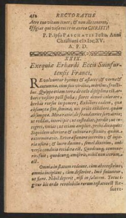 XXIX. Exequiae Erhardi Eccii Suinfurtensis Franci.