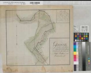 Rüthen (Rüthen) - Kallenhardt (Rüthen) Gemeindegrenze 1817 2000 Fuß = 10,5 cm 38,5 x 43,5 kol. Zeichnung Gottfried Holzapfel, großherzoglicher Oberförster KSA Nr. 1041