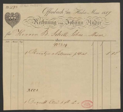 Rechnung No. 259 : Herbstmesse 1827