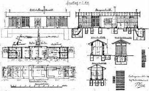 Ebersbach (Fils): Nebengebäude Abort Fundament,Grundriss,Schnitte,Ansichten