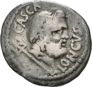Denar des M. Iunius Brutus und des P. Servilius Casca mit Darstellung der Victoria