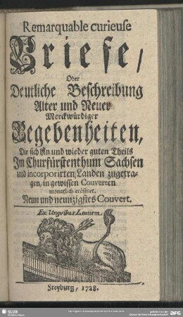 Neun und neuzigstes Couvert