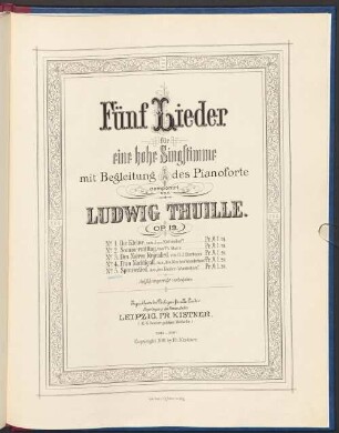 5 Lieder : für 1 hohe Singstimme mit Begl. d. Pianoforte ; op. 19, 5. Spinnerlied (Des Knaben Wunderhorn). - 5 S.