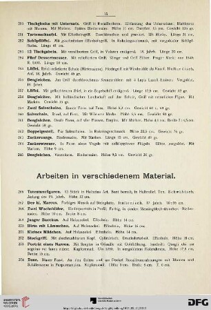 Arbeiten in verschiedenem Material (Nr. 266-282)