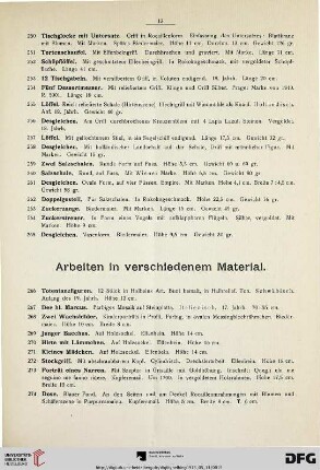 Arbeiten in verschiedenem Material (Nr. 266-282)