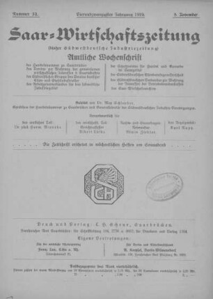 Nummer 32: 8. November 1919