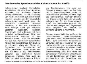 Die deutsche Sprache und der Kolonialismus im Pazifik
