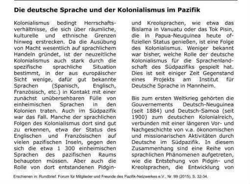 Die deutsche Sprache und der Kolonialismus im Pazifik