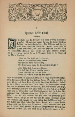 V. Immer tiefer hinab!