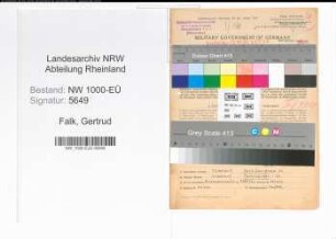 Entnazifizierung Gertrud Falk, geb. 08.12.1897 (Postsekretaerin)