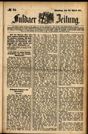 Ausgabe vom Dienstag, den 26. April 1881.
