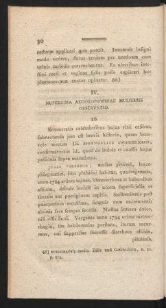 IV. Nuperrima Aedoeopsophiae Muliebris Observatio.