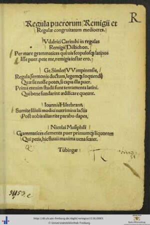 Regula puerorum Remigii et Regulæ congruitatum mediocres