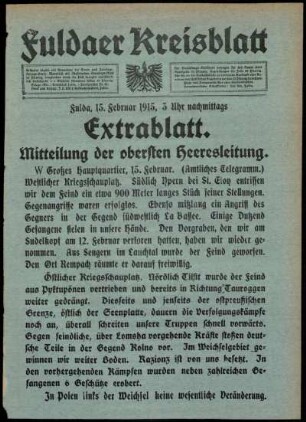 Zweite Ausgabe vom Montag, den 15. Februar 1915.